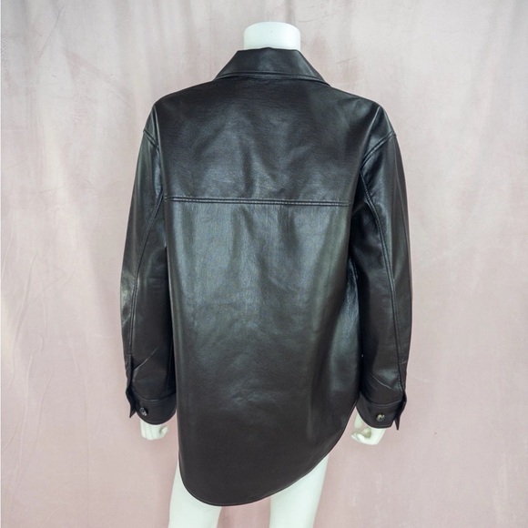 Aritzia Wilfred Free Ganna Shirt Jacket Faux Leather Womens XS Brown Shacket EUC - Picture 3 of 7